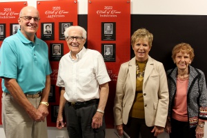 Photo of recent retiree wall of fame inductees Ken Beno, Wally Taylor, Linda Von Behren and Joyce Allen