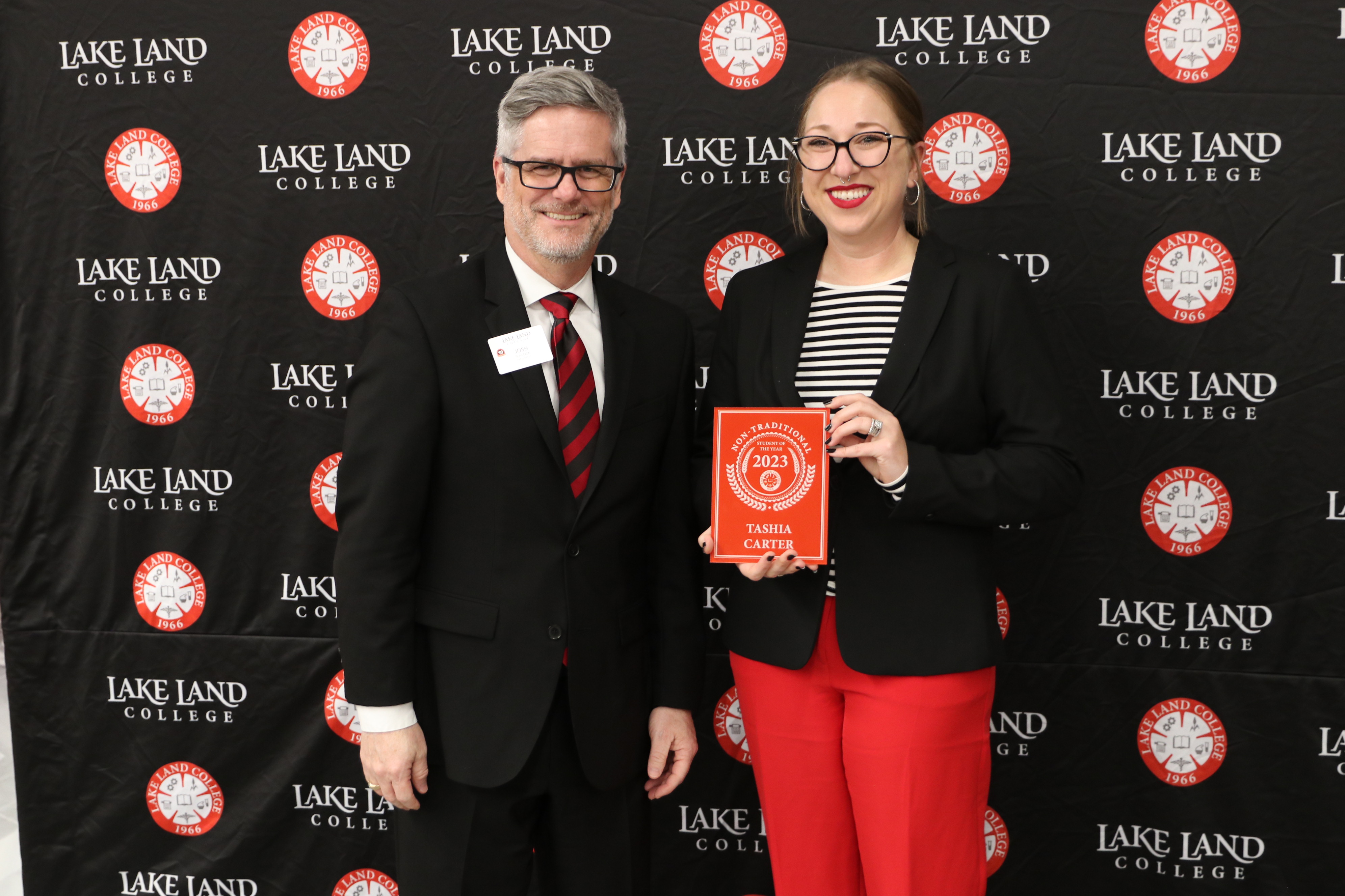 Lake Land College president with award recipient