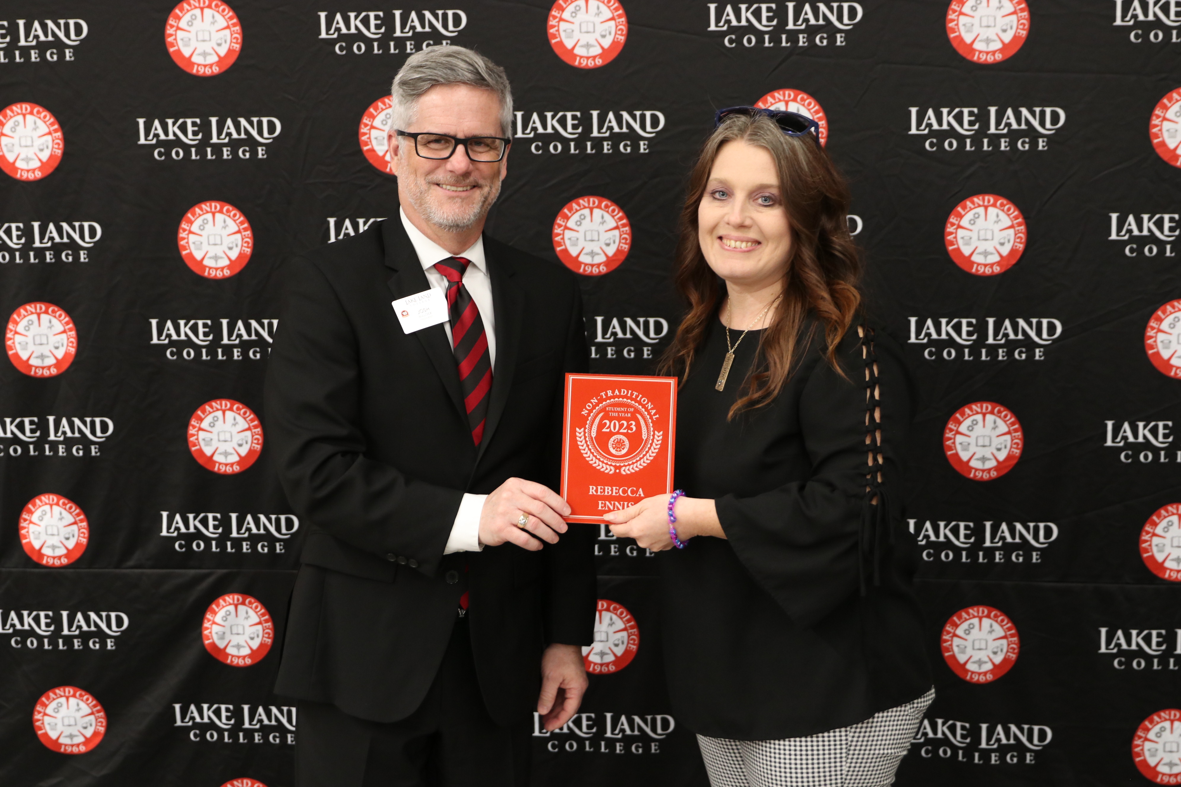Lake Land College president with award recipient
