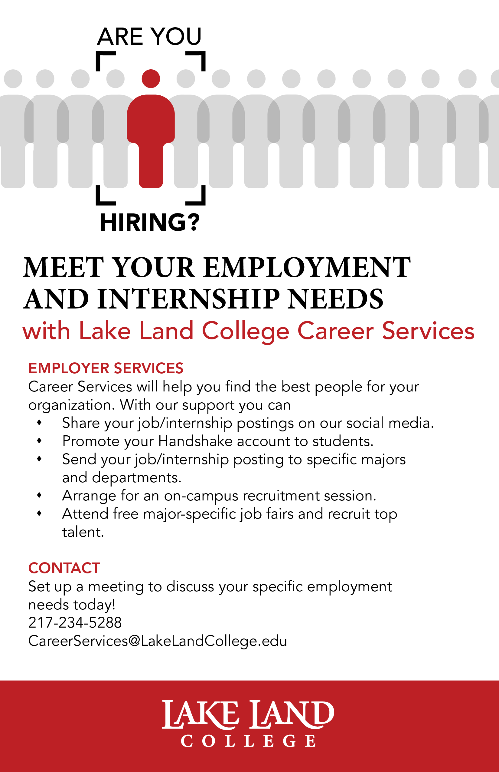 Employer flyer for career services at Lake Land