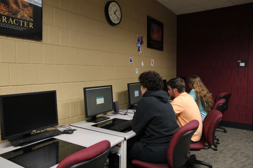 Students at computers