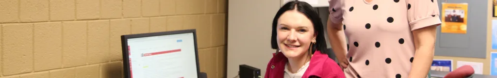 Photo of student as computer