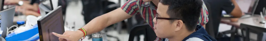 Student being directed toward computer screen