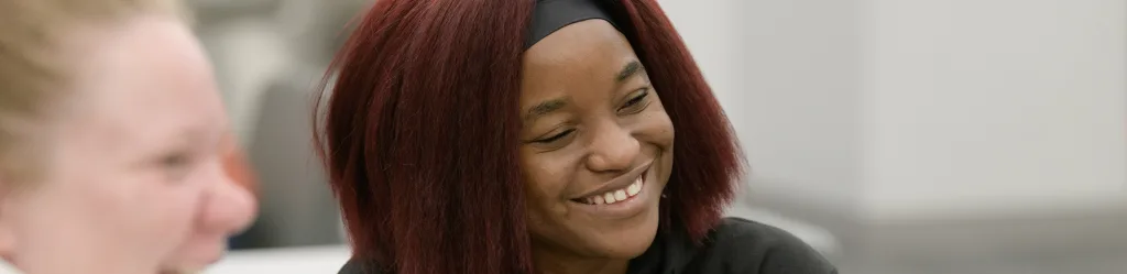 Student happily smiling