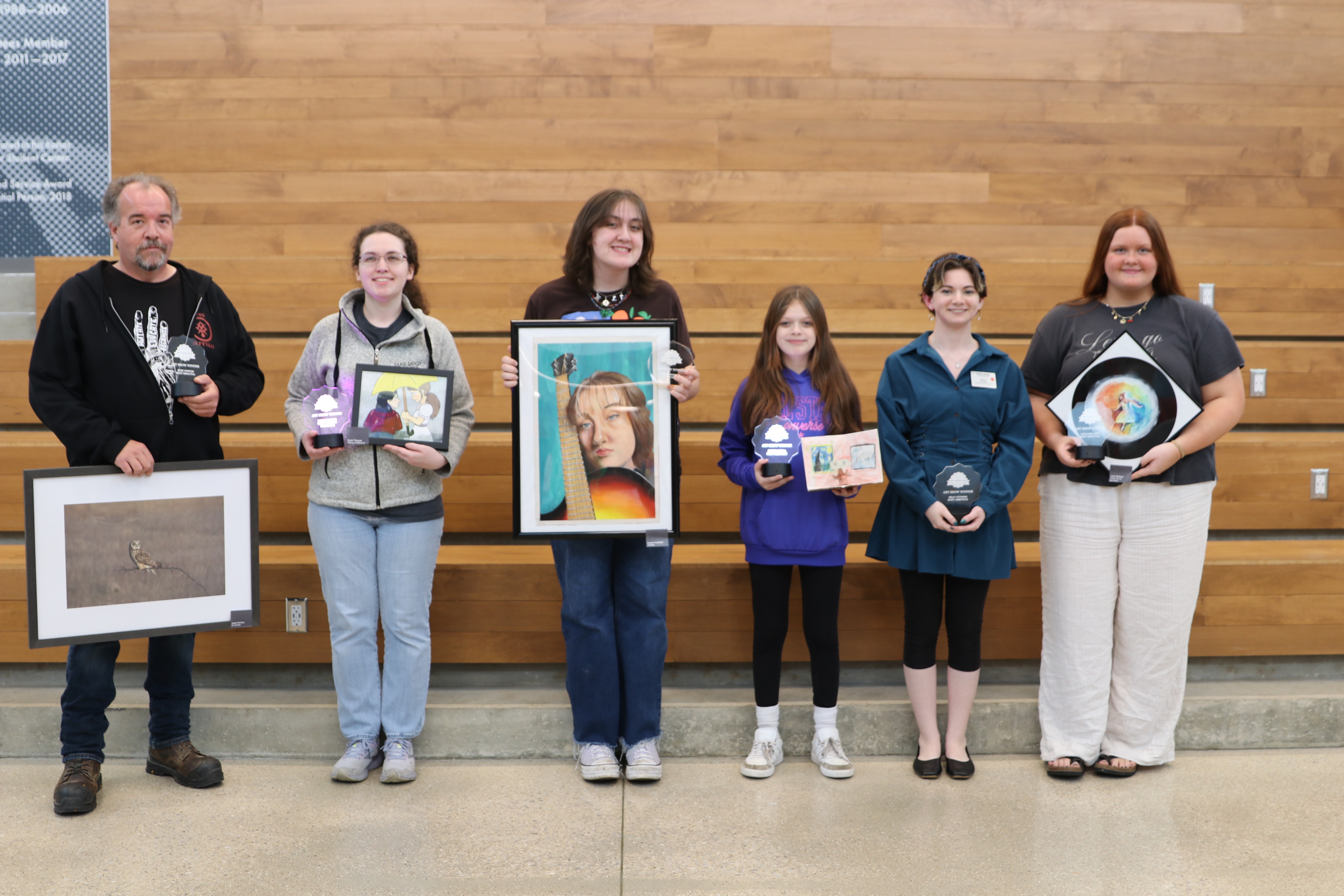 Lake Land College Art Show Award Winners with their submissions