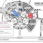 Map of Lake Land College with graduation locations highlighted
