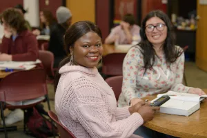 A student receiving tutoring support. 