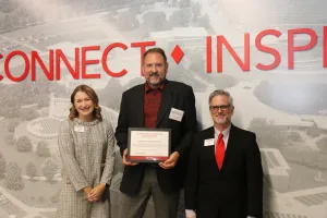 The Lake Land College Foundation presented the Outstanding Volunteer Organization Award to Grunloh Construction during the 2025 Lake Land College Foundation and Alumni Awards reception.