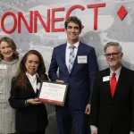 The Lake Land College Foundation named the late Robert D. Harris the recipient of the 2025 Outstanding Philanthropist Award during the annual Foundation and Alumni Awards Reception. Harris’s partner, Trinidad Stellmacher, and his grandson, Robert D. Harris IV, accepted the award on his behalf.