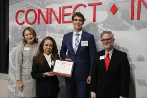 The Lake Land College Foundation named the late Robert D. Harris the recipient of the 2025 Outstanding Philanthropist Award during the annual Foundation and Alumni Awards Reception. Harris’s partner, Trinidad Stellmacher, and his grandson, Robert D. Harris IV, accepted the award on his behalf.
