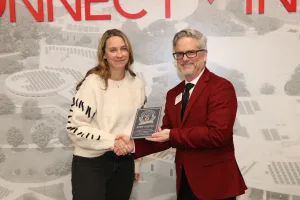 Non-traditional student of the year nominee Abby Easton being recognized at the annual Non-traditional Student of the Year ceremony.