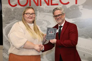 Non-traditional student of the year nominee Christa Smith being recognized at the annual Non-traditional Student of the Year ceremony.