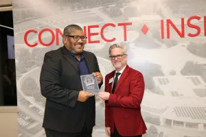Non-traditional student of the year nominee Darrius Frazier being recognized at the annual Non-traditional Student of the Year ceremony. 
