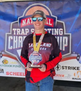 Lake Land College Clay Target team member Collin Hewing, Mode, placed second in the High Gun Gold Male category at the USA College Clay Target Nationals, finishing with a score of 198/200