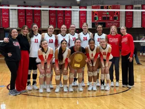 The Lake Land College Lakers volleyball team clinched the 2025-2026 Region XXIV Championship by defeating the Vincennes University Trailblazers on Sunday, Nov. 2.