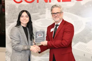 Non-traditional student of the year nominee Sarah Housh being recognized at the annual Non-traditional Student of the Year ceremony.