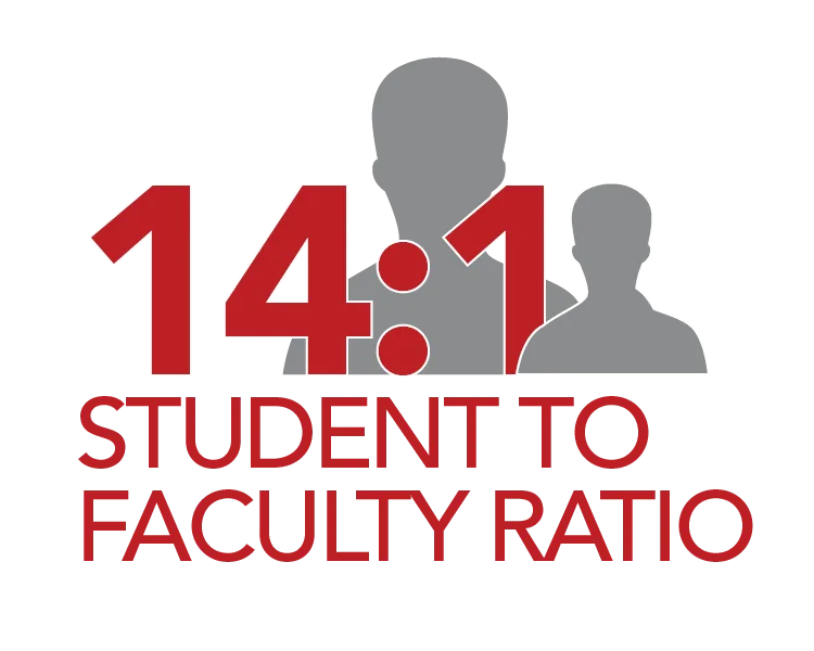 Graph that shows Lake Land College has a 14 to 1 student to faculty ratio.