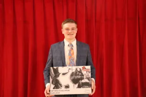 Ag student Thomas Janssen receives the 2025-2026 Top Hog Evaluator Award.