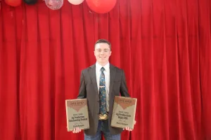 Ag student Brent Runyan receives the 2025-2026 Ag Production Outstanding Student Award and Ag Production High GPA Award.