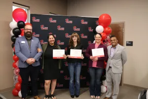 Lake Land College TRIO Staff Members recognizing the students who were nominated for the TRIO Life Experience Award during the 2026 TRIO SSS Banquet. 