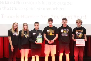 A group photo of the students of Monticello High School, which placed first in the team competition at the annual Lake Land College Business and Computer Contest.