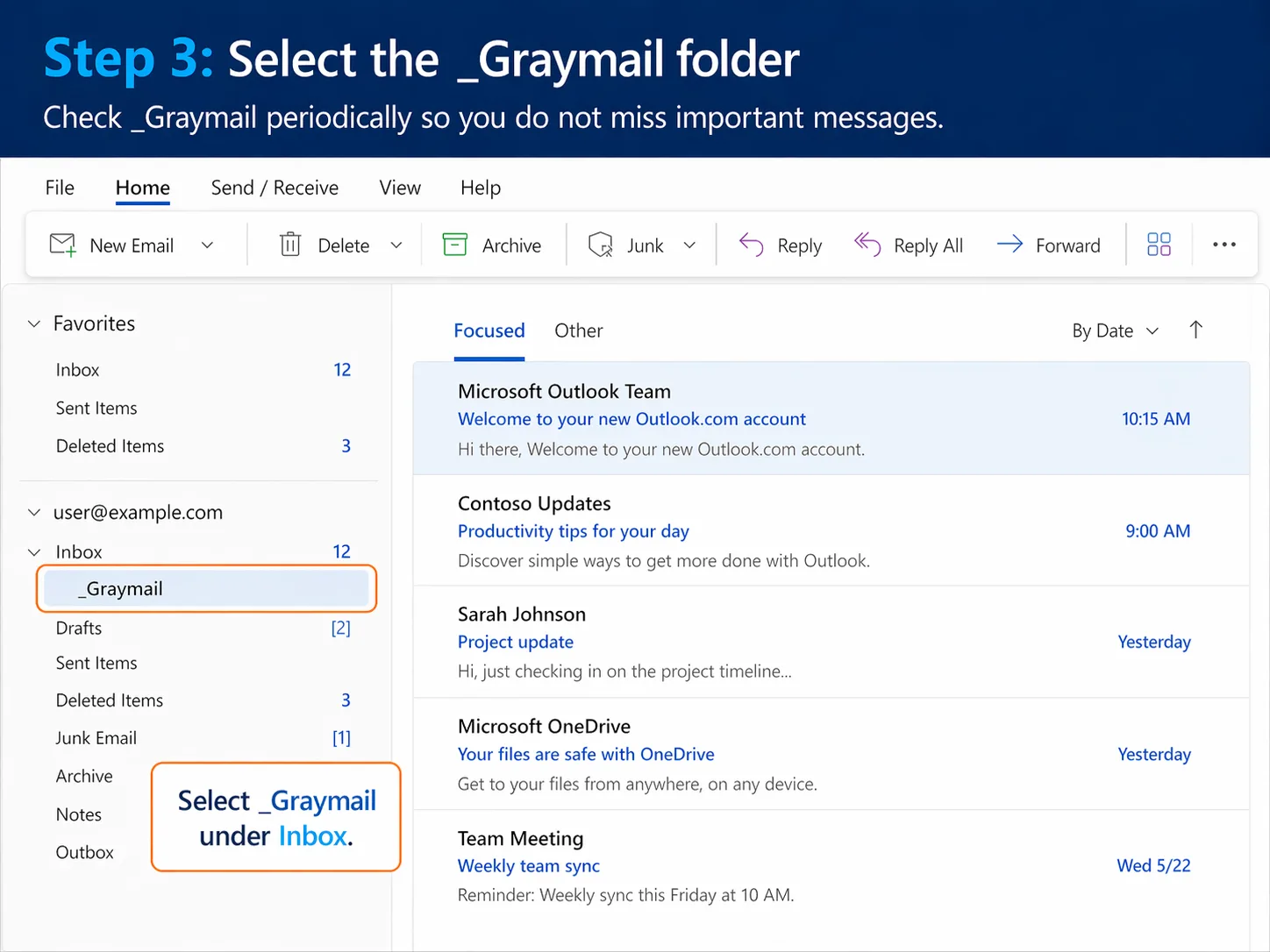 Graphic showing to click on _Graymail