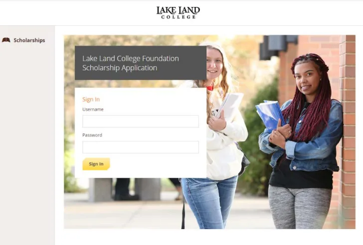 Login screen for foundation scholarship application