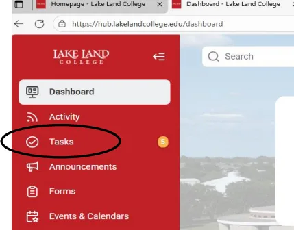 Photo of the Tasks tab