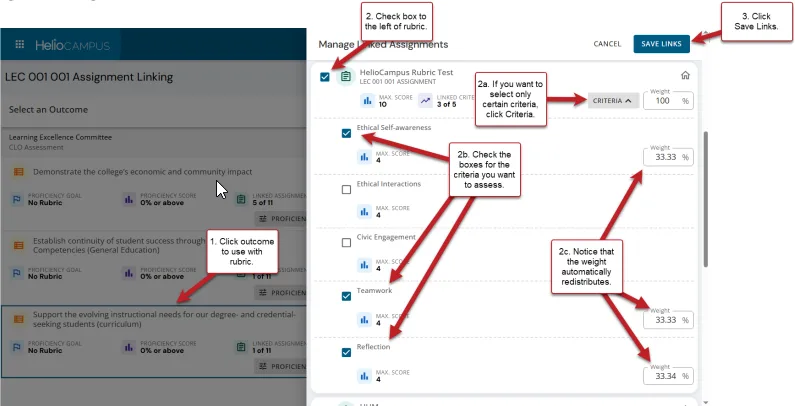 How to select a rubric and rubric criteria