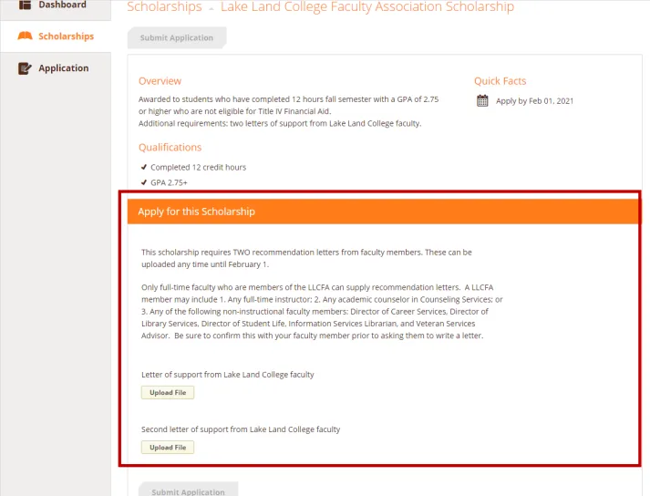 Requirements to apply for this scholarship