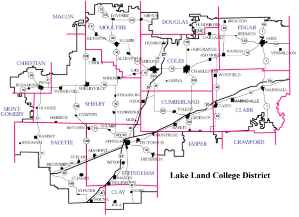 Map of the Lake Land College District