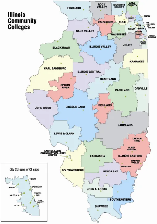 Map of Illinois Community Colleges