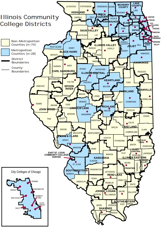 Map of Illinois Community College Districts