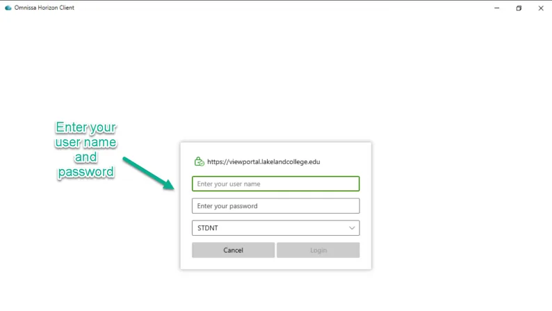 Enter your username and password