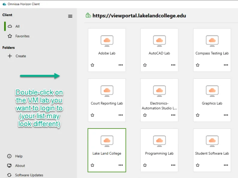 Choose the lab you want to connect to