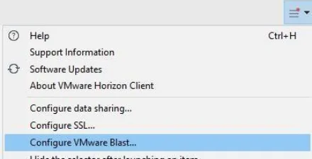 Select configure VMware Blast