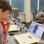 A student designing a video game at the Lake Land College Effingham Technology Center.