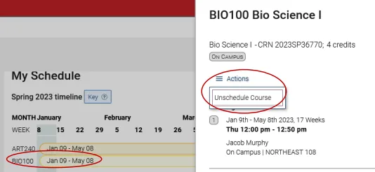 Unschedule a course