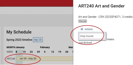 Drop or withdraw from a course