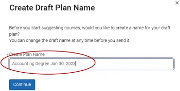 Create the draft plan name