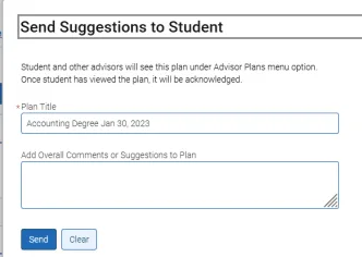 Change plan title or add comments to the plan