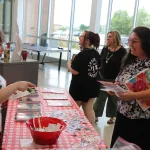 A Lake Land College staff member helping students during Welcome Week.
