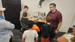 A Lake Land College alumni leads an interactive workshop in 3D printing in the Innovation Center lab at the Effingham Technology Center.