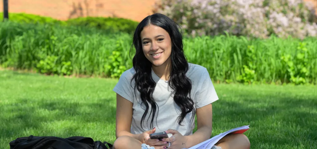 A photograph of a student studying.