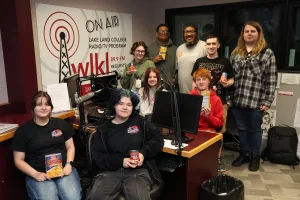 A group photo of members of the Lake Land College Broadcasting Club, which is hosting a Fall food drive in collaboration with the Illinois Community College Board’s (ICCB) statewide Feed the Need campaign.