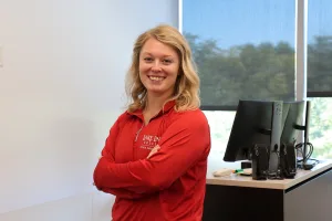 Lake Land College Physical Therapist Assistant Instructor Jessie Palmer in Lake Land College's Physical Therapist Assistant lab.