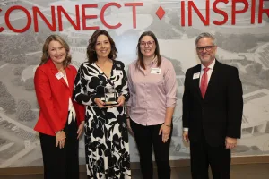 Representatives from HSHS St. Anthony's Memorial Hospital accepting an award during Lake Land College's Foundation & Alumni Awards ceremony.